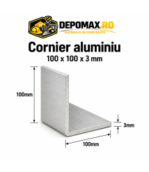 Cornier aluminiu 100 x 100 x 3 mm, 6 metri (EN AW-6060) Cornier aluminiu 100 x 100 x 3 mm, 6 metri (EN AW-6060)